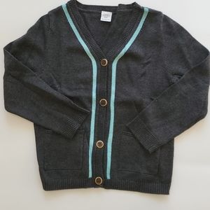 Egg Baby Charcoal Grey Aqua Trim Cardigan Sweater